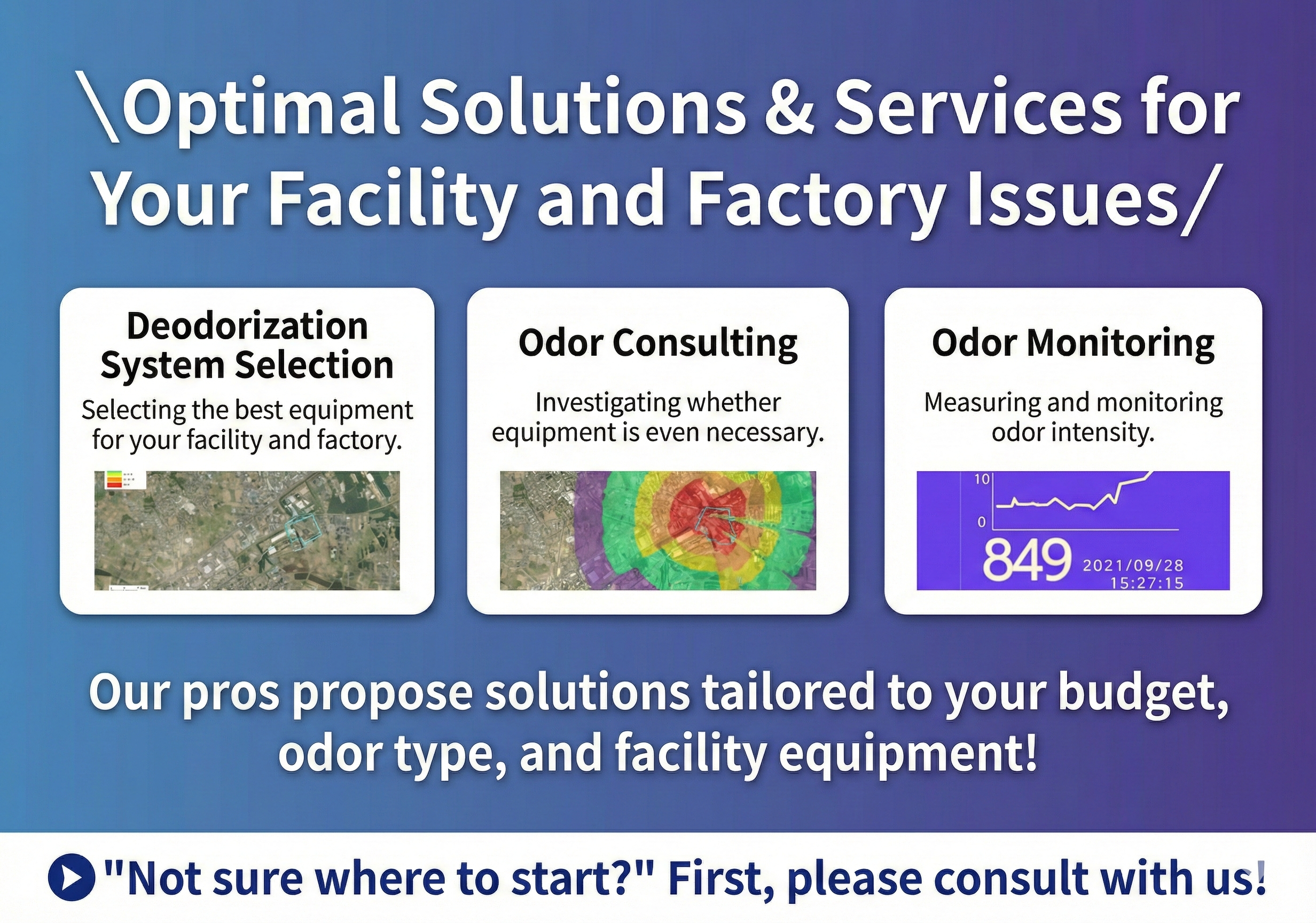 We propose the optimal odor control measures for your needs.