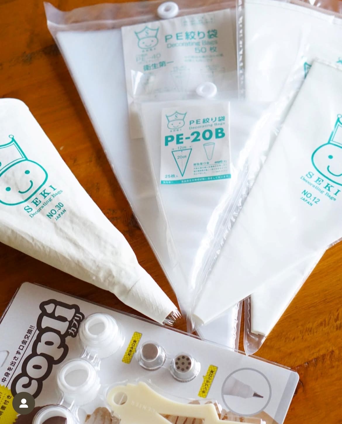 Multiple images of pastry bags