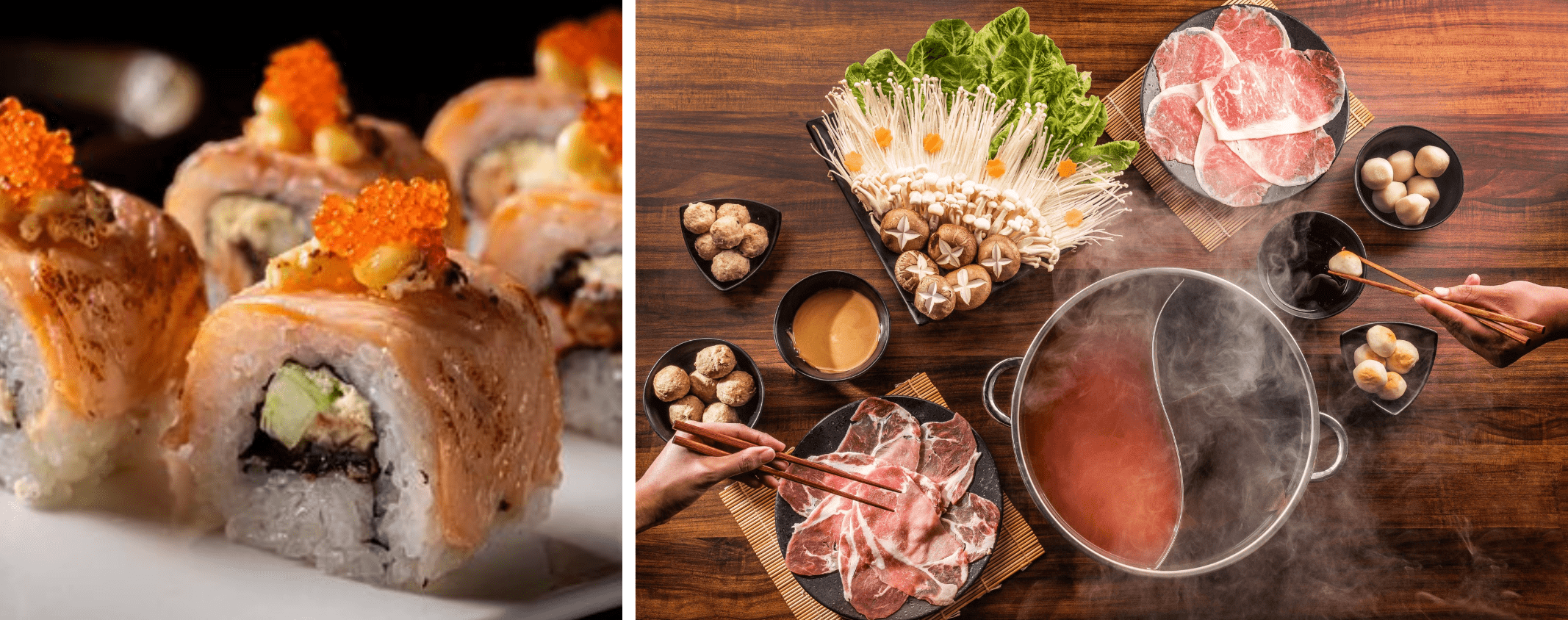Sushi Rolls and Katsu-Shabu Set