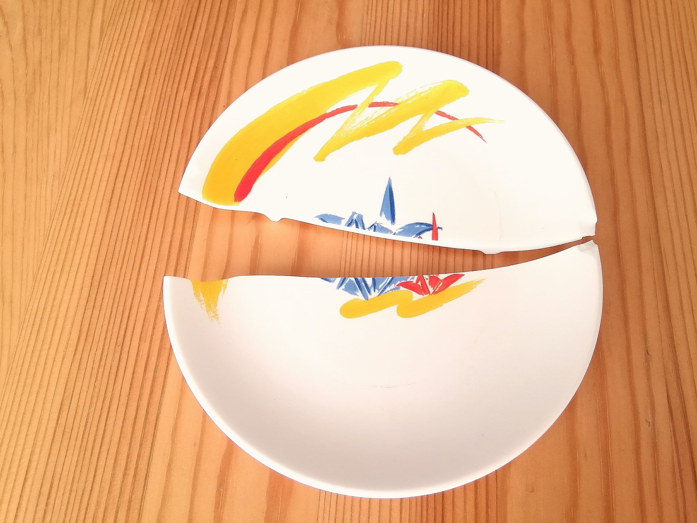 A plate broken by accident