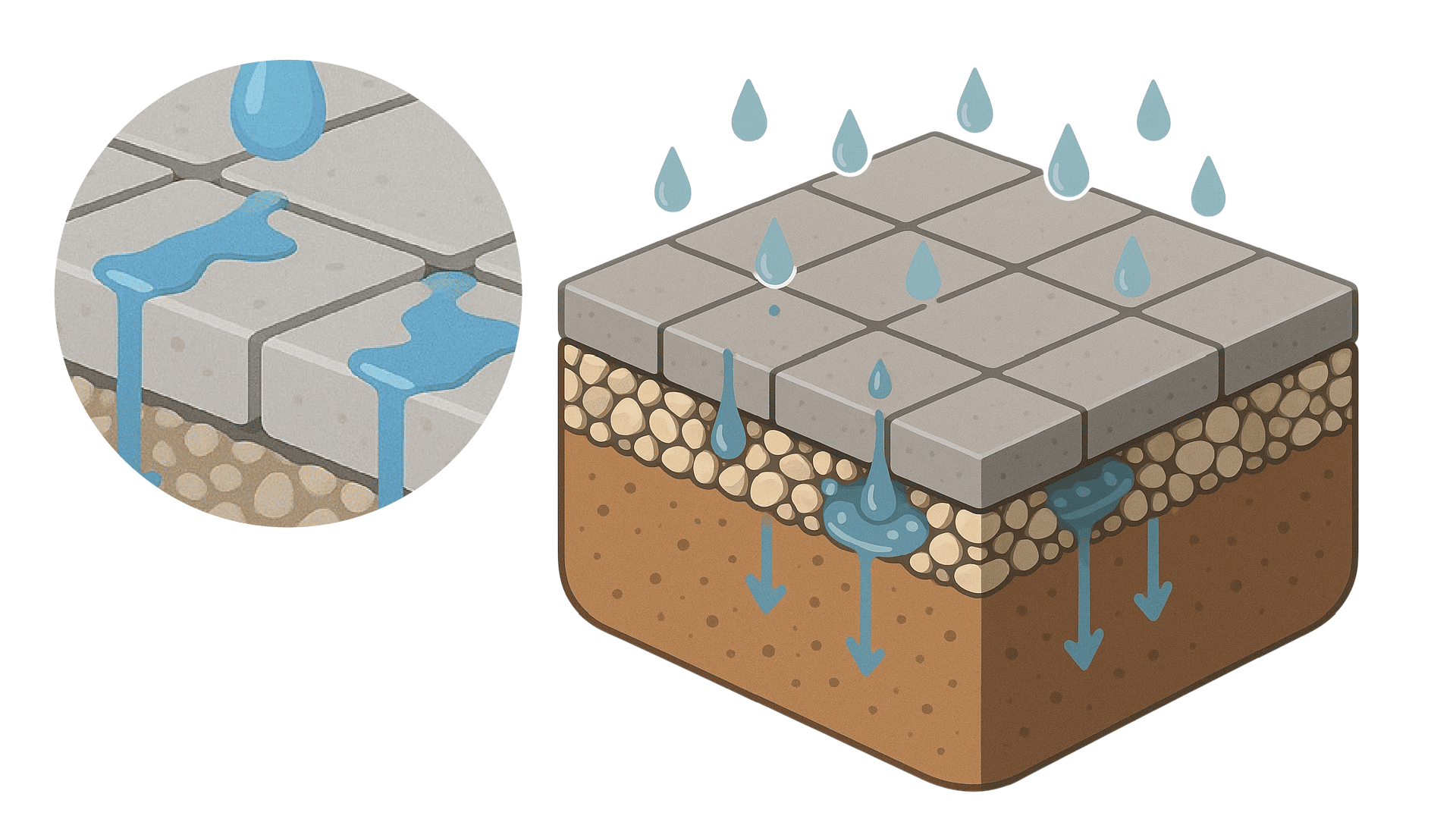 Rainwater Infiltrating the Ground Through Dotcon+ Joints
