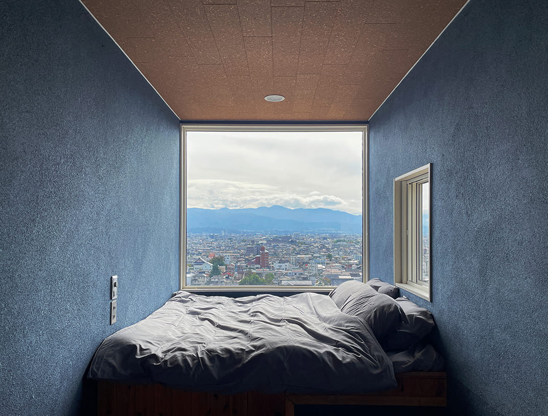 A modern interior featuring the sophisticated hues of upcycled indigo denim.