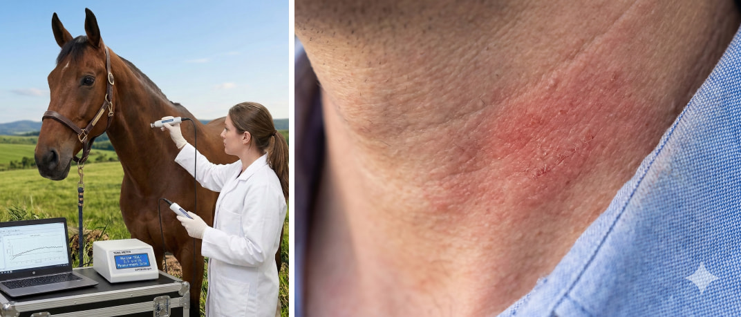 Left: TEWL Measurement in Animals; Right: Evaluation of How Skin Barrier Function Is Affected by Friction with Clothing Materials