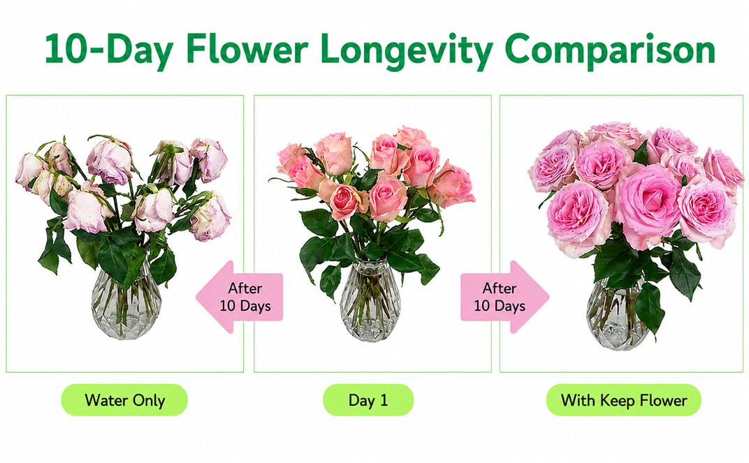 Rose Vase Life Comparison After 10 Days